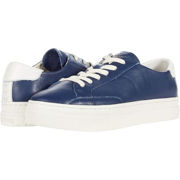 Soludos Original Ibiza Women's Blue Leather Platform Sneakers Shoes Size 7.5 NIB - Picture 1 of 12